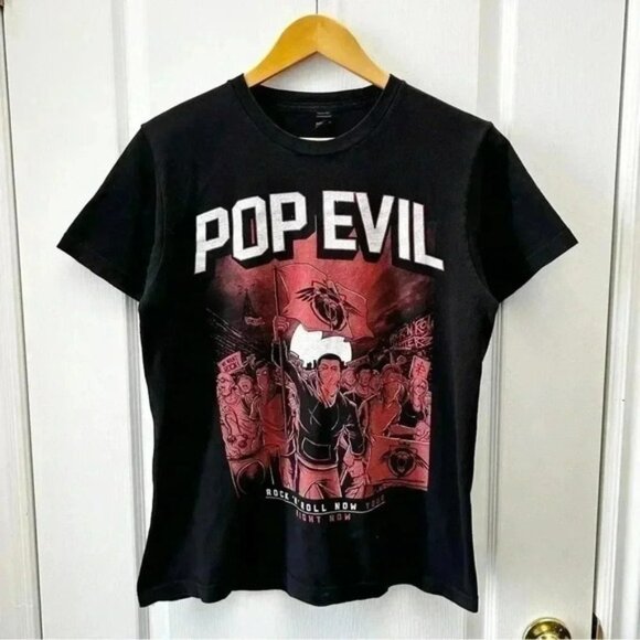 Pop Evil Shirt Mens Graphic Print Band Tee Concert Tour T-Shirt Black Medium - Picture 3 of 14